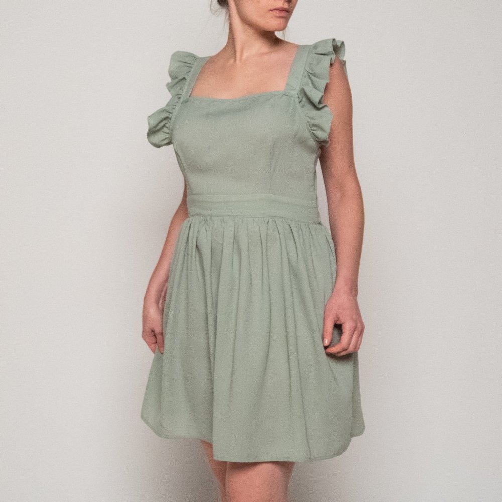 Sage Green Ruffle Top Mini Dress